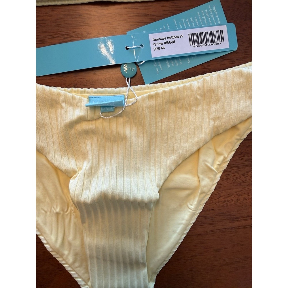 Melissa Odabash Toulouse Ribbed Bikini Set Yellow US 10 UK 14 Swimsuit NWT - Picture 11 of 12